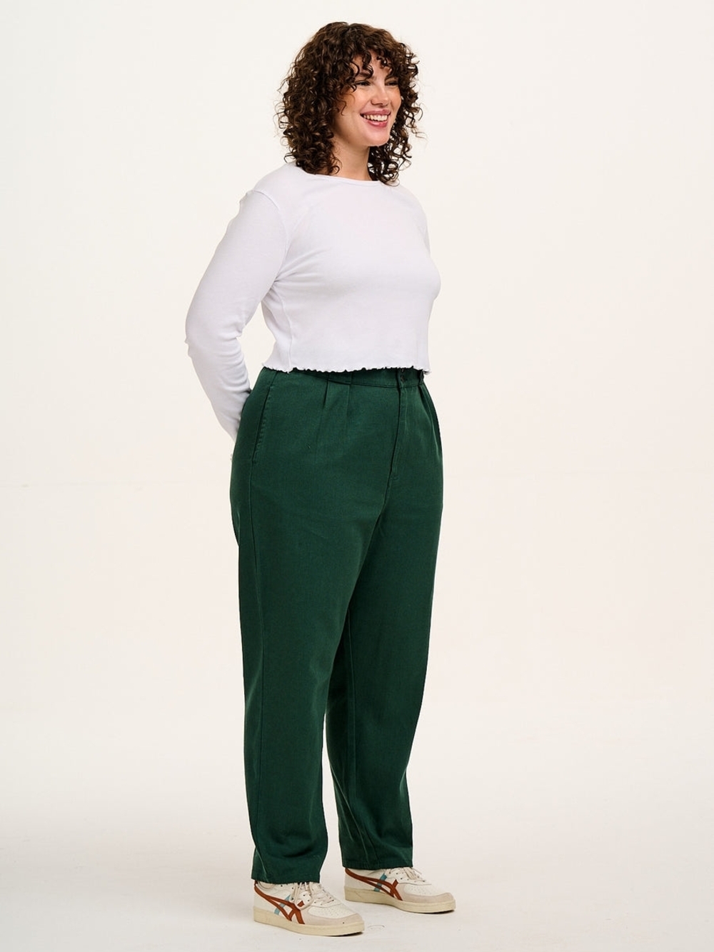 Lucy & Yak Deep Green High-Waist Relaxed Trousers